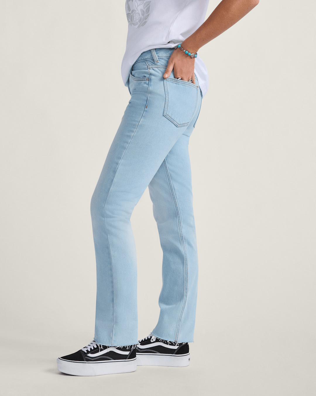 Women Vans Annabelle Pants in Light Stonewash Blue