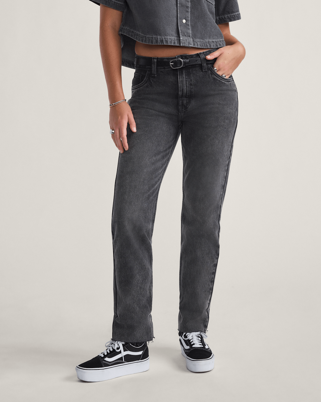 Women Vans Annabelle Pants in Stonewash Black