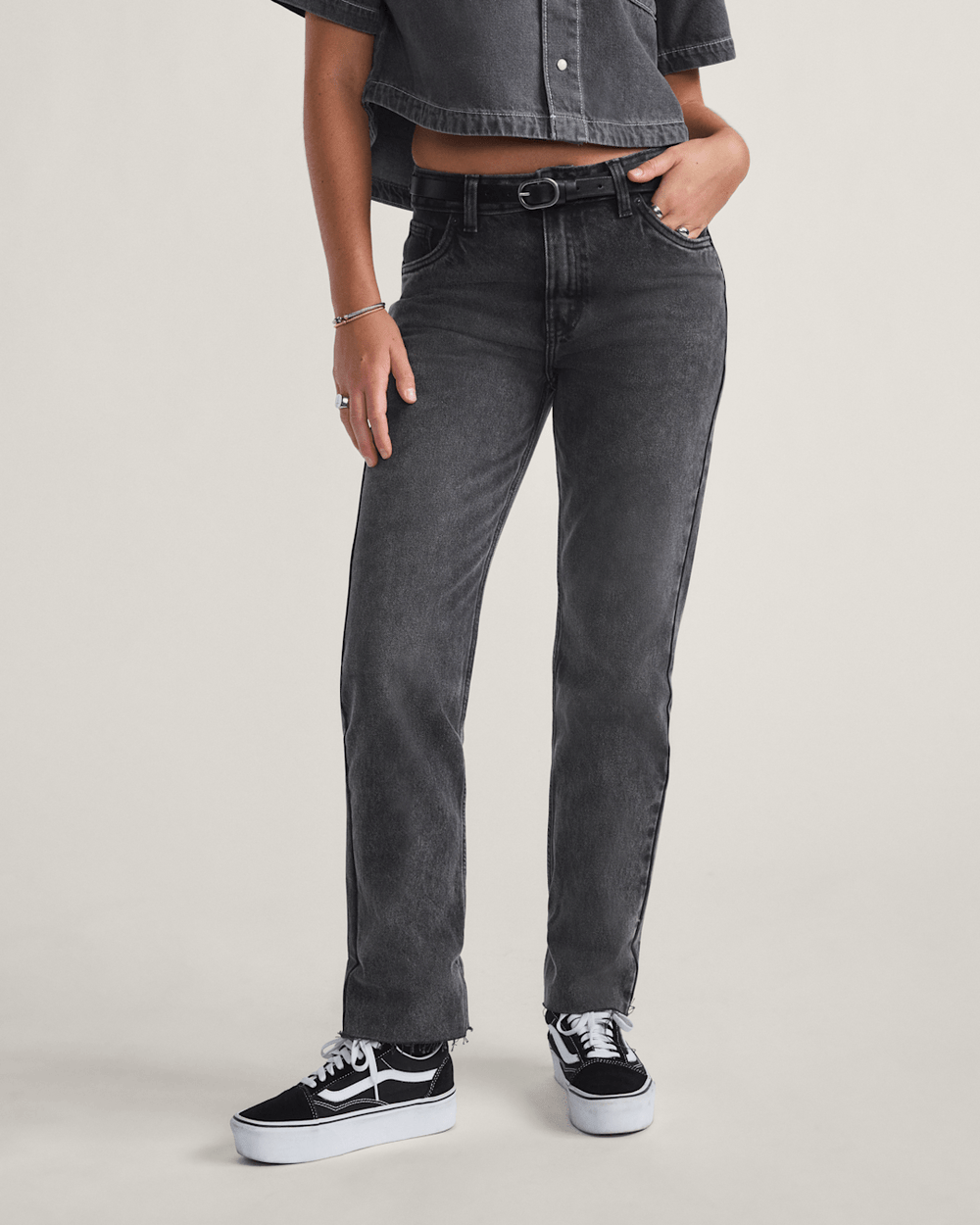 Women Vans Annabelle Pants in Stonewash Black
