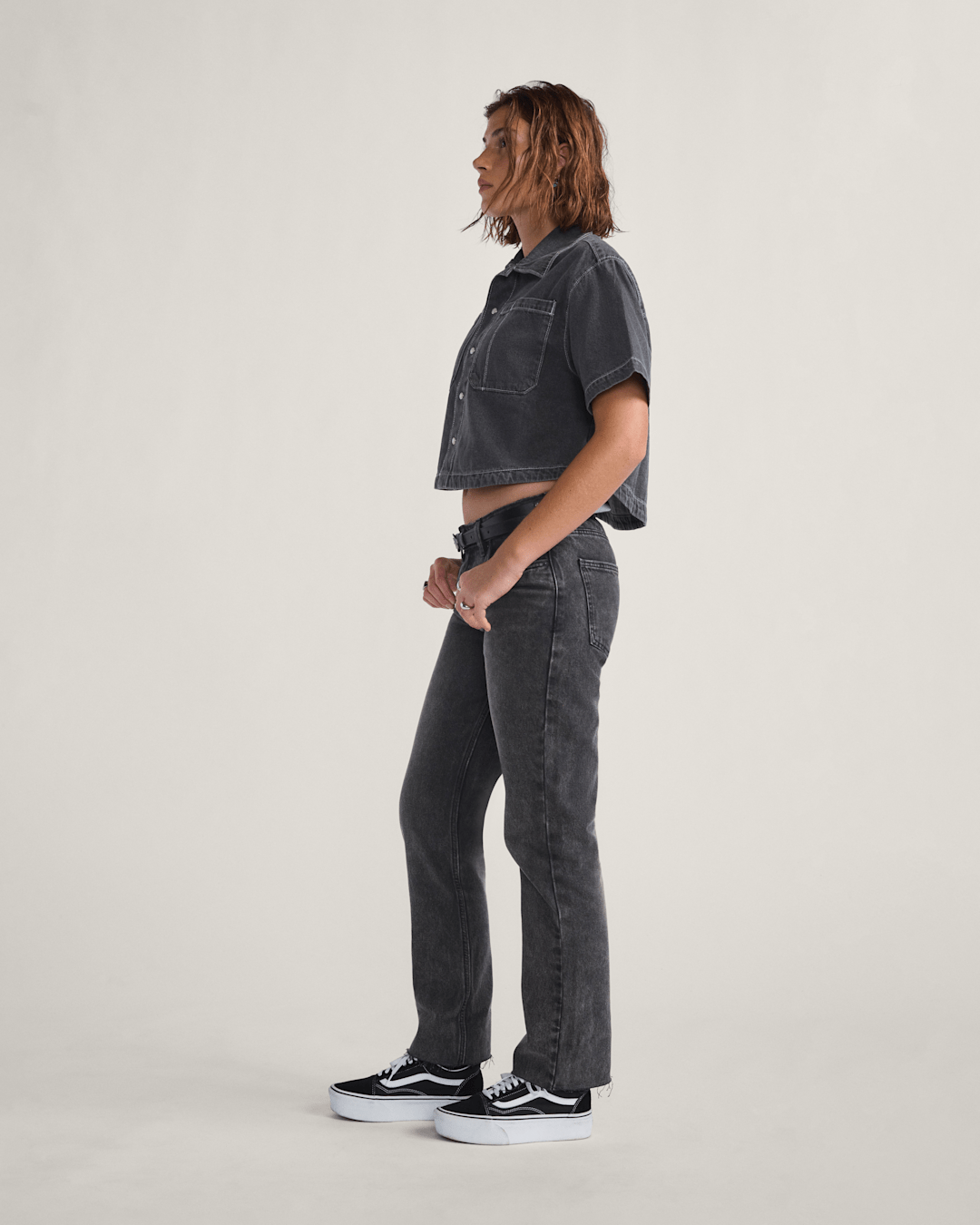 Women Vans Annabelle Pants in Stonewash Black