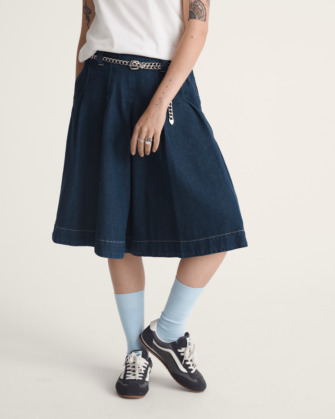 Women Vans Authentic Chino Denim Skirt in Dark Rinse Blue