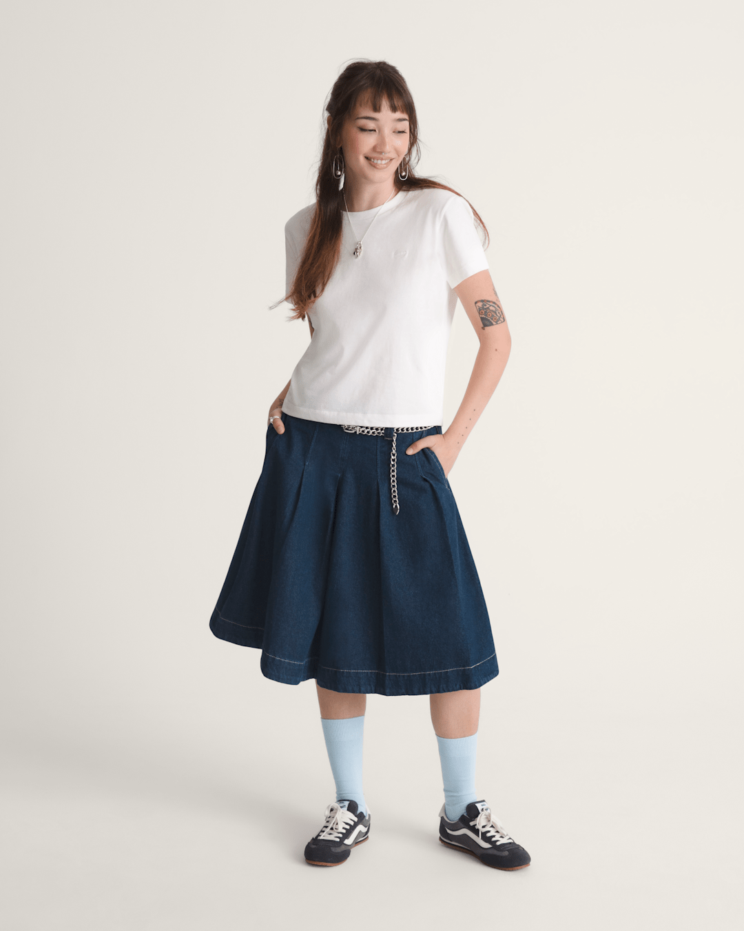 Women Vans Authentic Chino Denim Skirt in Dark Rinse Blue