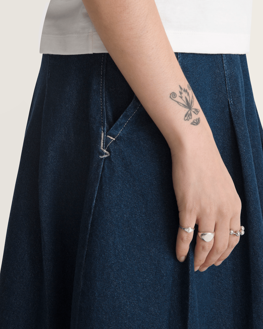 Women Vans Authentic Chino Denim Skirt in Dark Rinse Blue