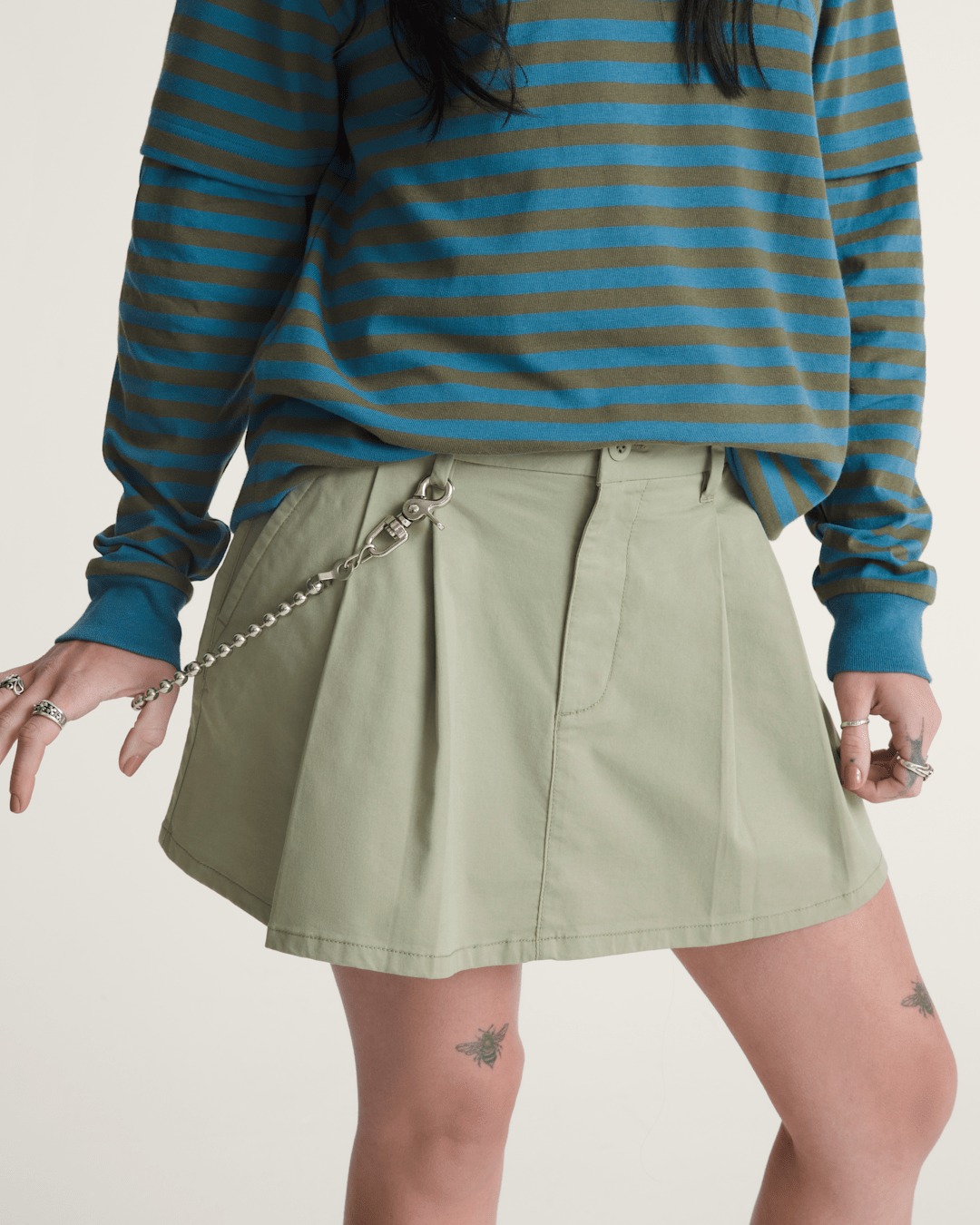 Women Vans Authentic Chino Mini Skirt in Soft Sage Green