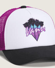 Women|Men Vans Checkerboard Twisted Vans Trucker Hat in White
