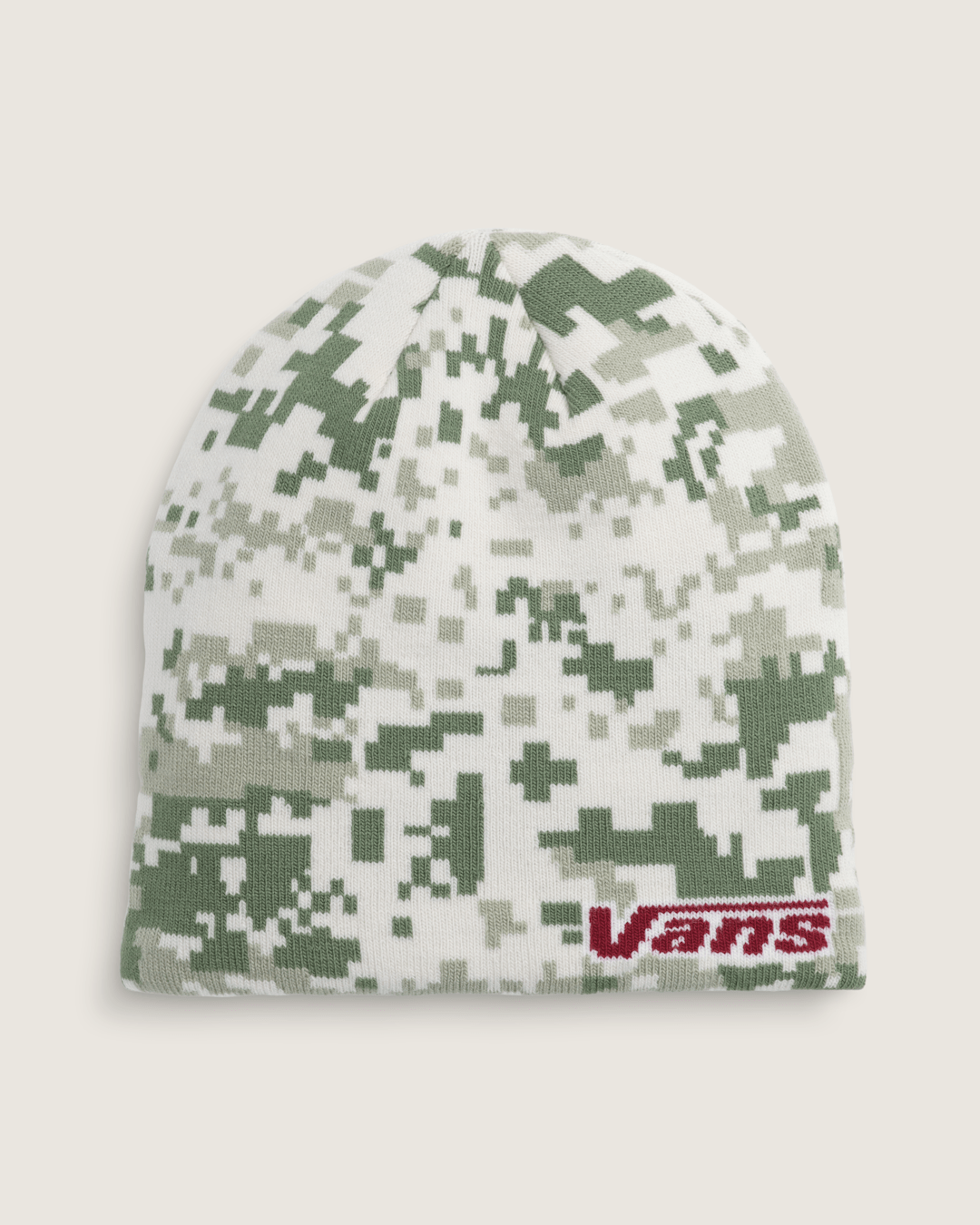 Women|Men Vans Vans Skull Beanie in Neutral Olive Green / Marshmallow White