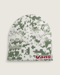 Women|Men Vans Vans Skull Beanie in Neutral Olive Green / Marshmallow White