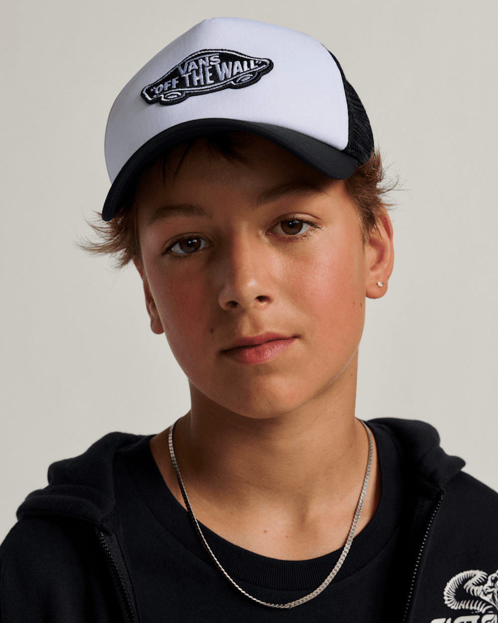 Women|Men|Kids Vans Kids Classic Patch Trucker Hat in Black / White