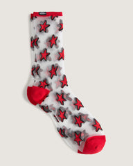 Women|Men Vans Hazy Sheer Crew Socks in Racing Red