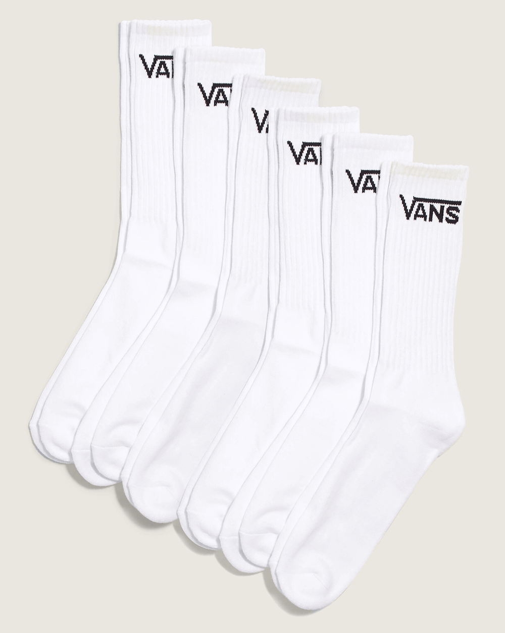 Women|Men Vans Classic Crew Socks 6-Pack in White