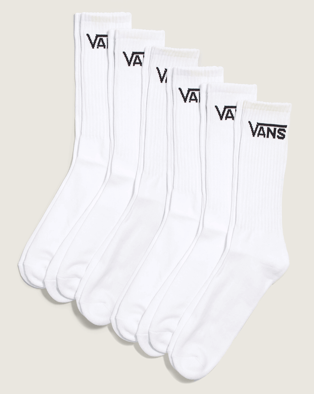 Women|Men Vans Classic Crew Socks 6-Pack in White