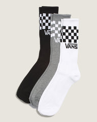 Women|Men Vans Classic Check Crew Socks 3-Pack in Checkerboard Black / White