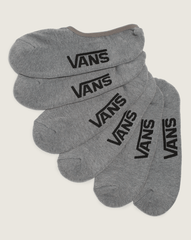 Women|Men Vans Classic No Show Socks 3-Pack in Heather Grey