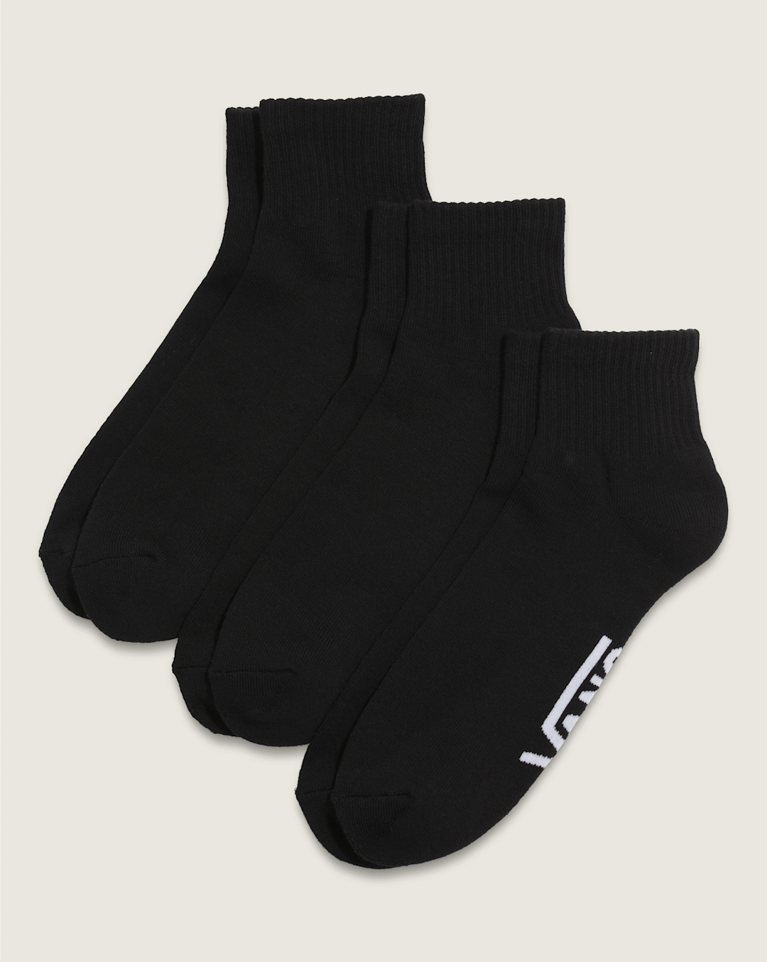 Women|Men Vans Classic Quarter Crew Socks 3-Pack in Black
