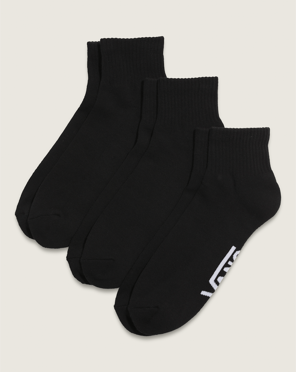 Women|Men Vans Classic Quarter Crew Socks 3-Pack in Black