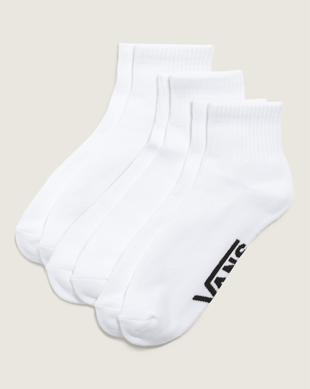 Women|Men Vans Classic Quarter Crew Socks 3-Pack in White