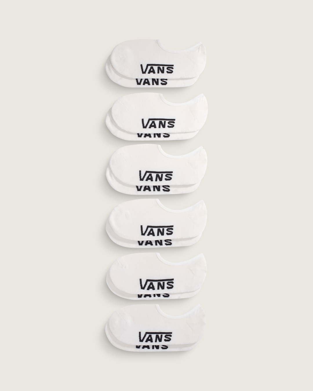 Women|Men Vans Classic No Show Socks 6-Pack in White