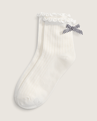 Women Vans Bow Back Crew Socks in Marshmallow White
