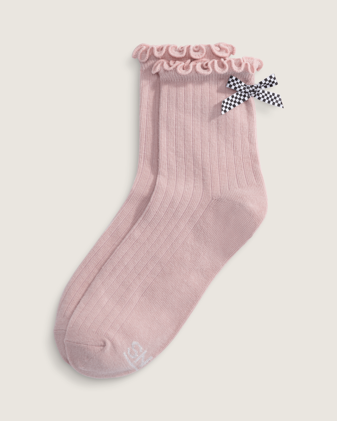Women Vans Bow Back Crew Socks in Sepia Rose Pink