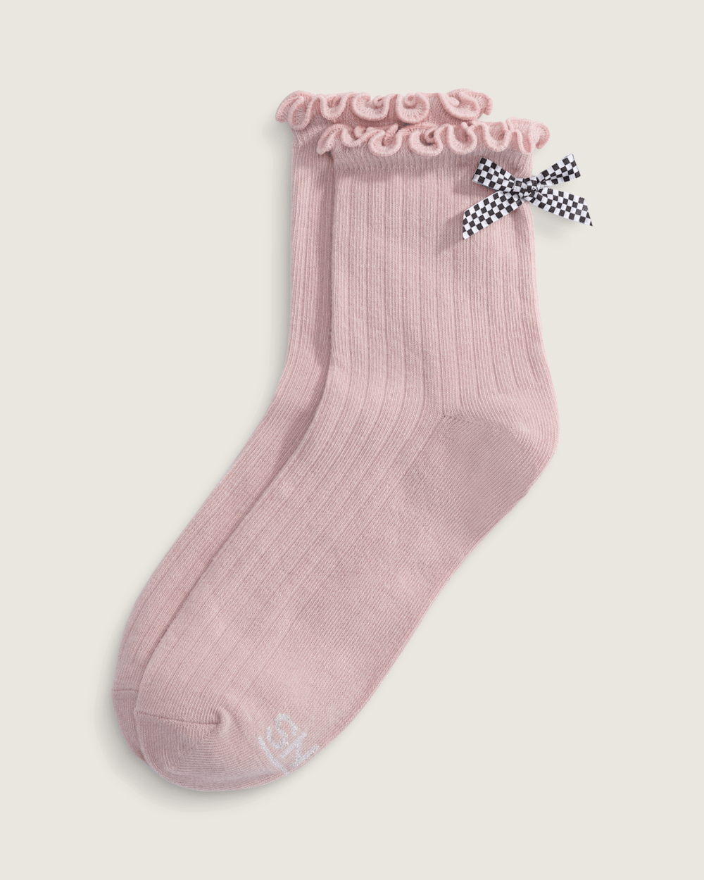 Women Vans Bow Back Crew Socks in Sepia Rose Pink