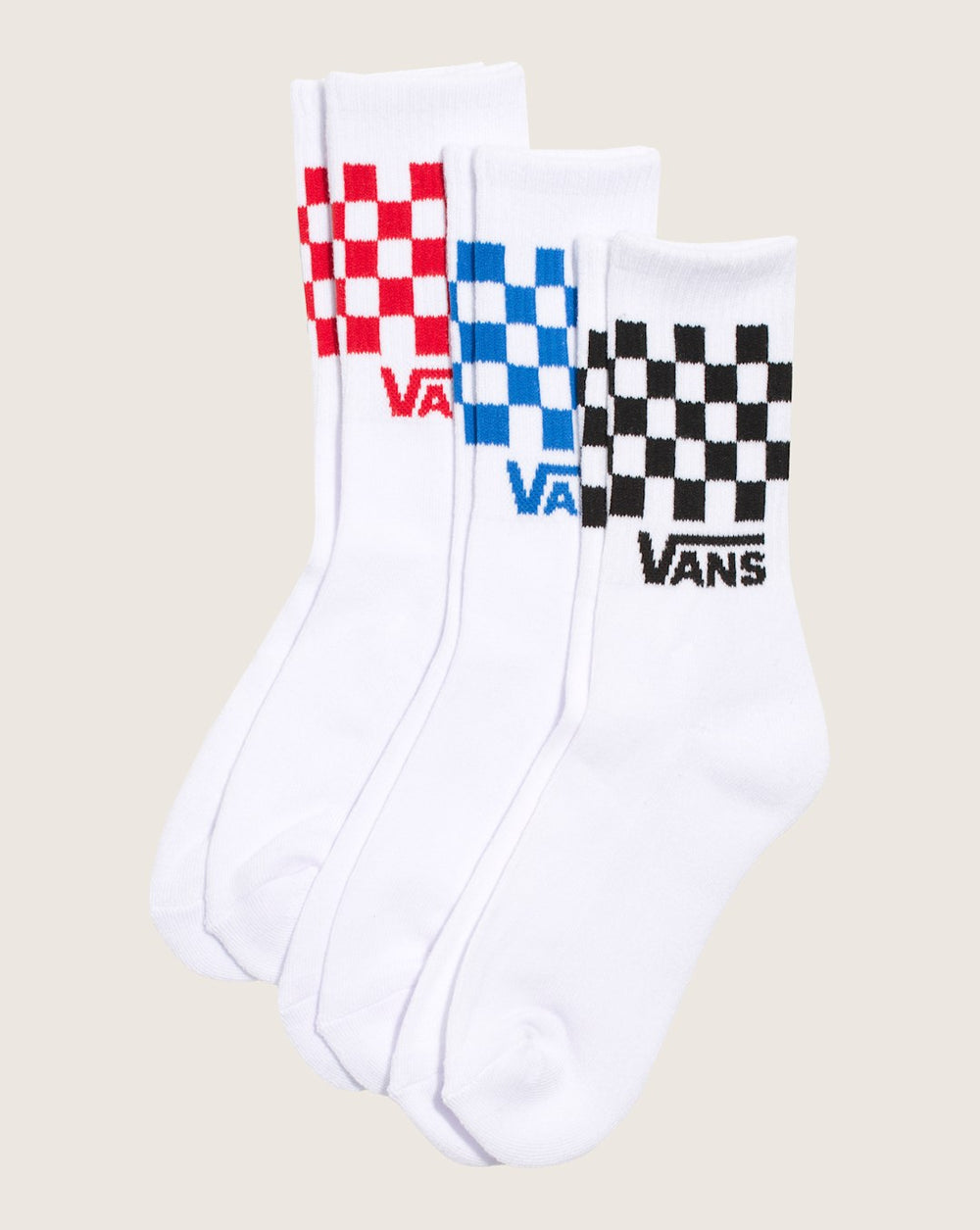 Women|Kids Vans Kids Classic Check Crew Socks 3-Pack in White