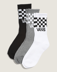 Women|Men Vans Kids Checkerboard Classic Check Crew Socks in Black / White