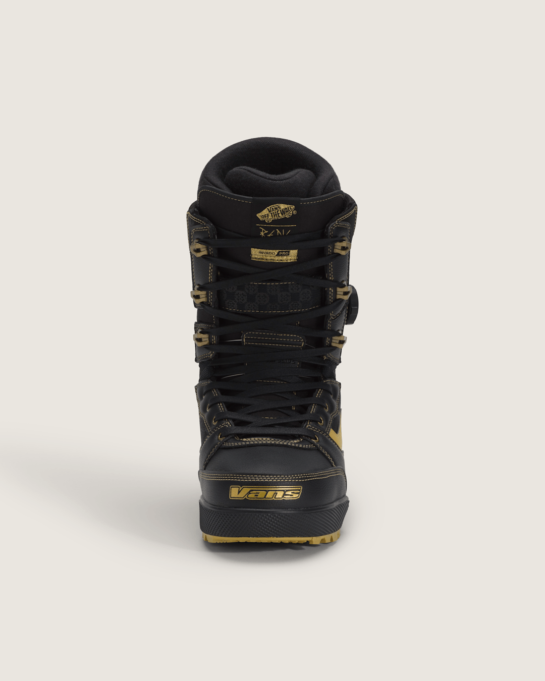 Women|Men Vans Invado Pro X Rene Rinnekangas Snowboard Boot in Black / Gold Yellow