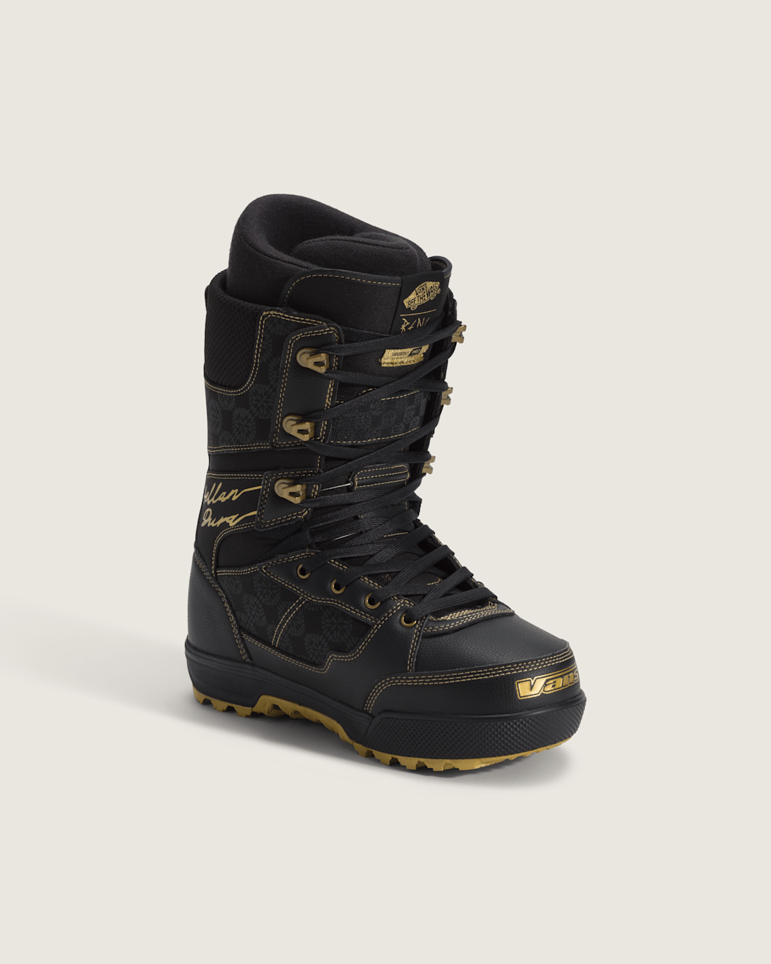 Women|Men Vans Invado Pro X Rene Rinnekangas Snowboard Boot in Black / Gold Yellow