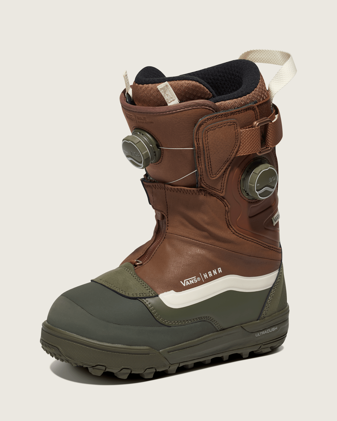 Women|Men|Sale Vans Womens Viaje Range Edition X Hana Beaman Snowboard Boot in Brown / Grape Leaf Green