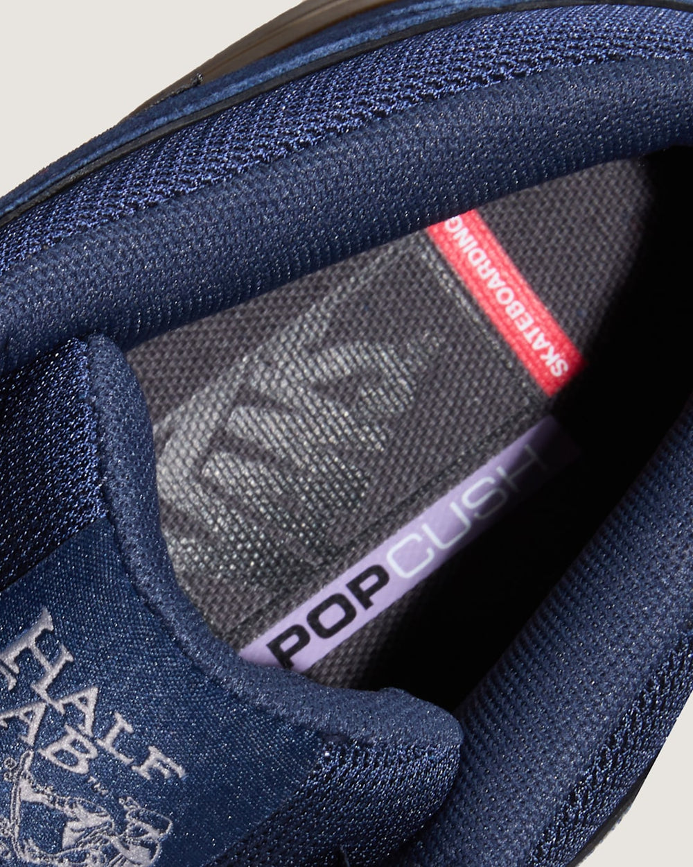 Women|Men Vans Skate Half Cab Wafflecup Shoe in Gum Navy Blue
