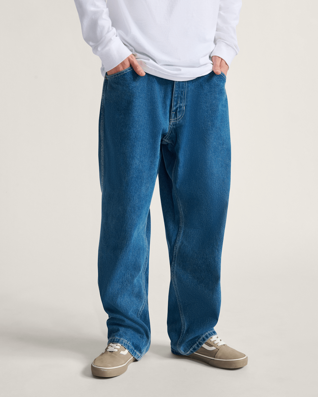 Women|Men Vans Skate Check-5 Loose Denim Pants in Vintage Indigo Blue