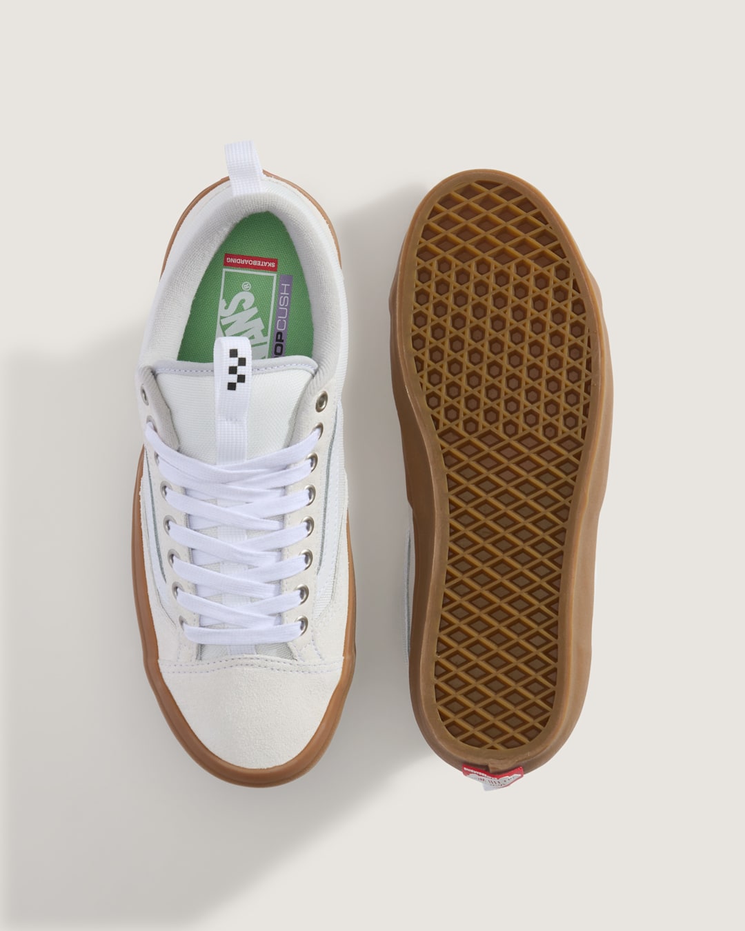 Women|Men Vans Skate Old Skool 36+ Gum Shoe in White