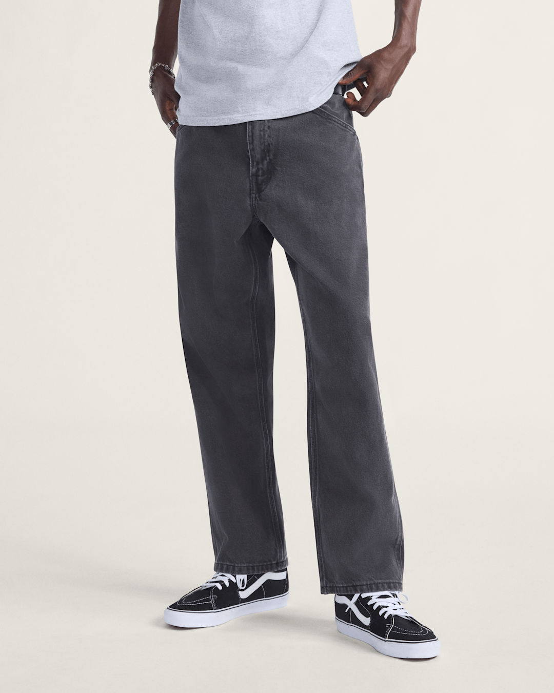 Women|Men Vans Skate Check-5 Loose Denim Pants in Black