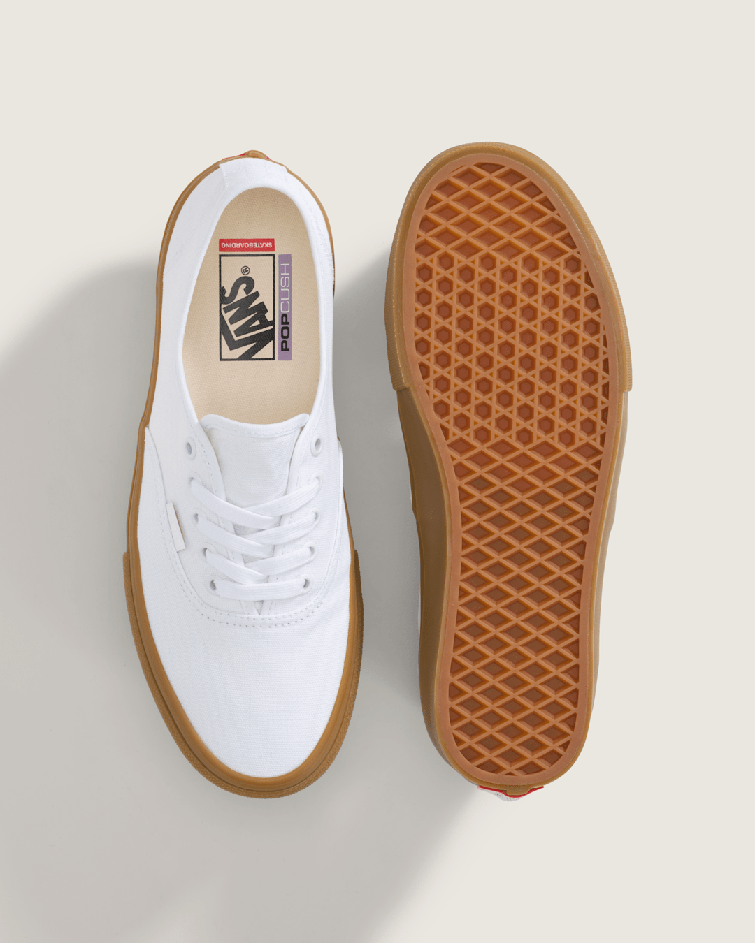 Women|Men Vans Skate Authentic Gum Shoe in White