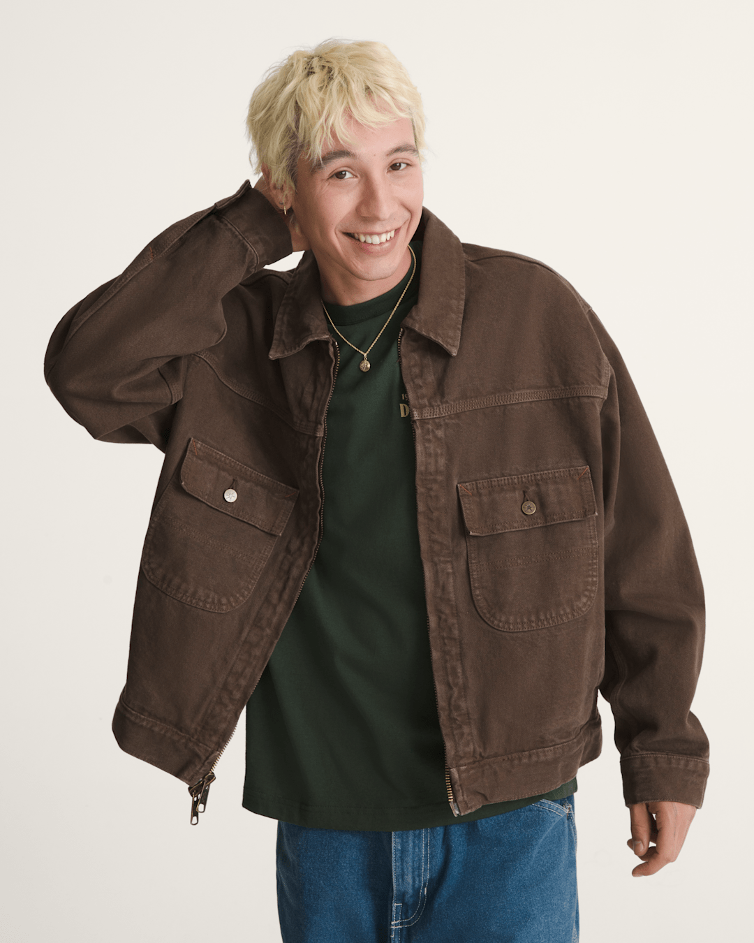 Women|Men Vans Skate Garage Denim Jacket in Coal Brown