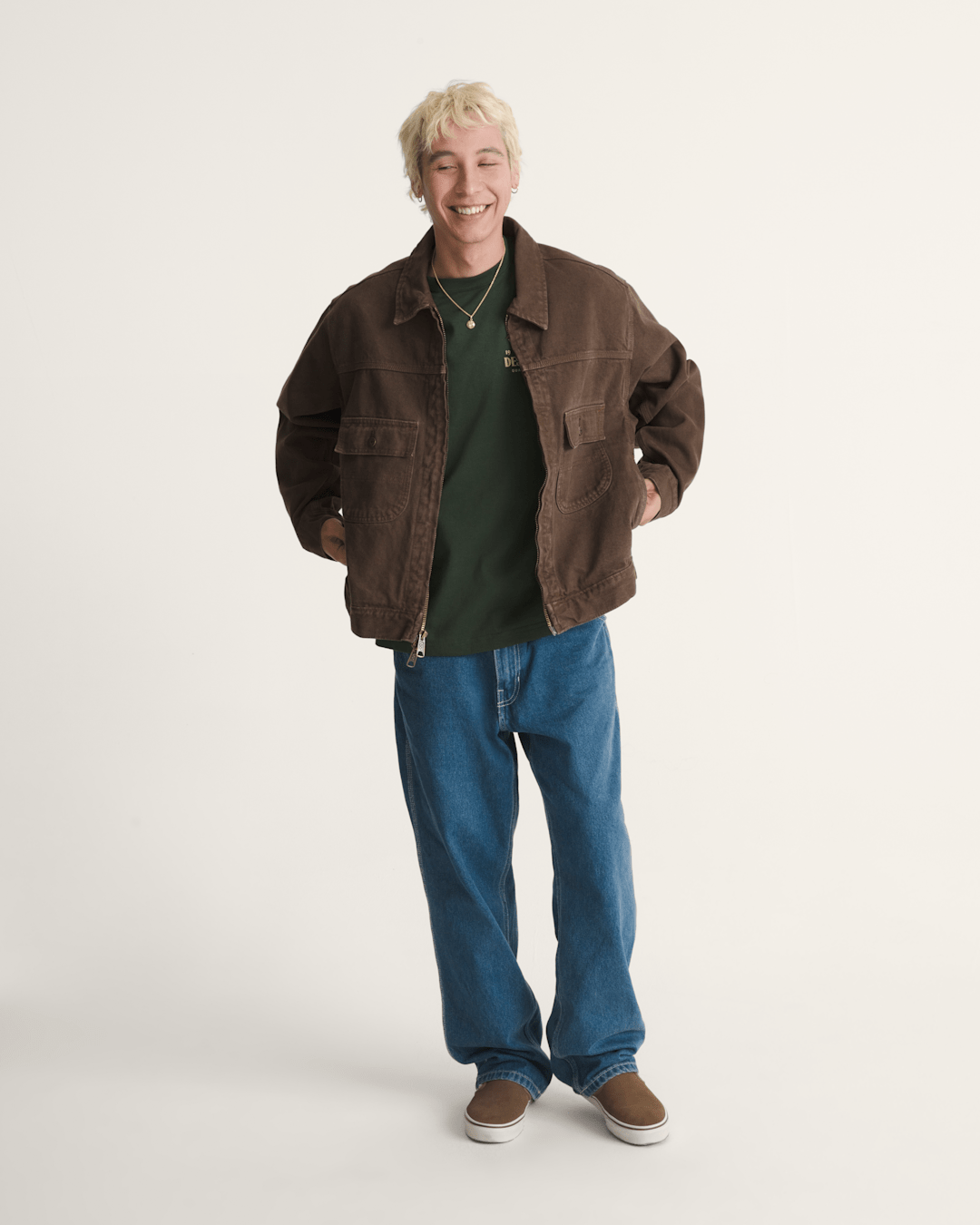 Women|Men Vans Skate Garage Denim Jacket in Coal Brown