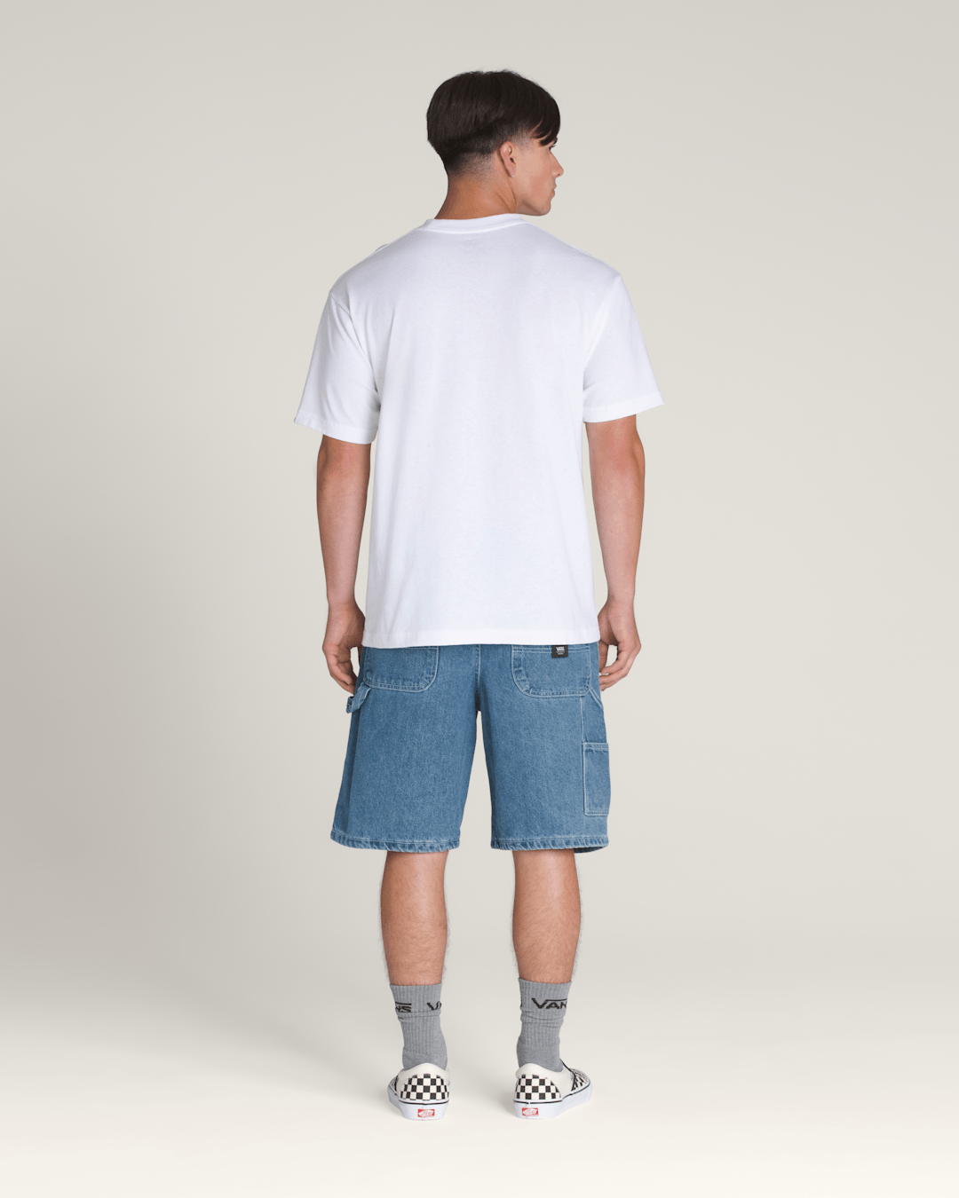 Women|Men Vans Drill Chore Loose Denim Shorts in Stone Wash Blue