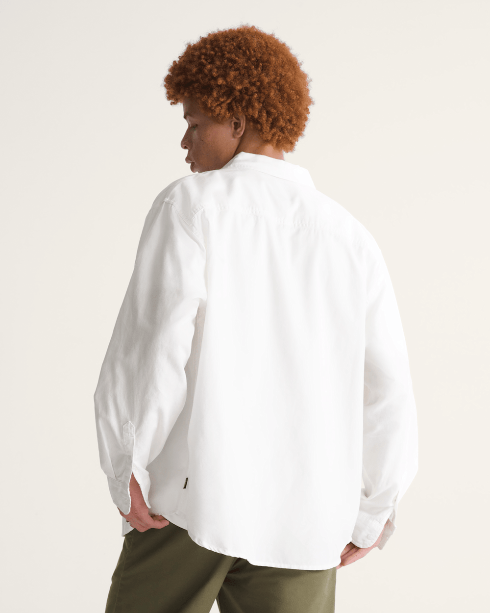 Men Vans Lawson Solid Oxford Long Sheeve Shirt in White