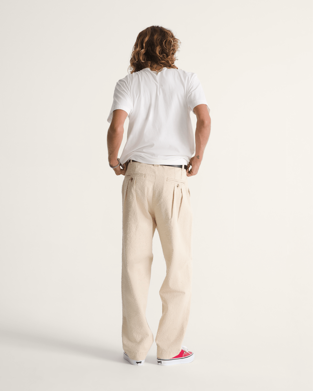 Men Vans OTW by Vans Back Pleated Trousers in Creme Brulee Beige