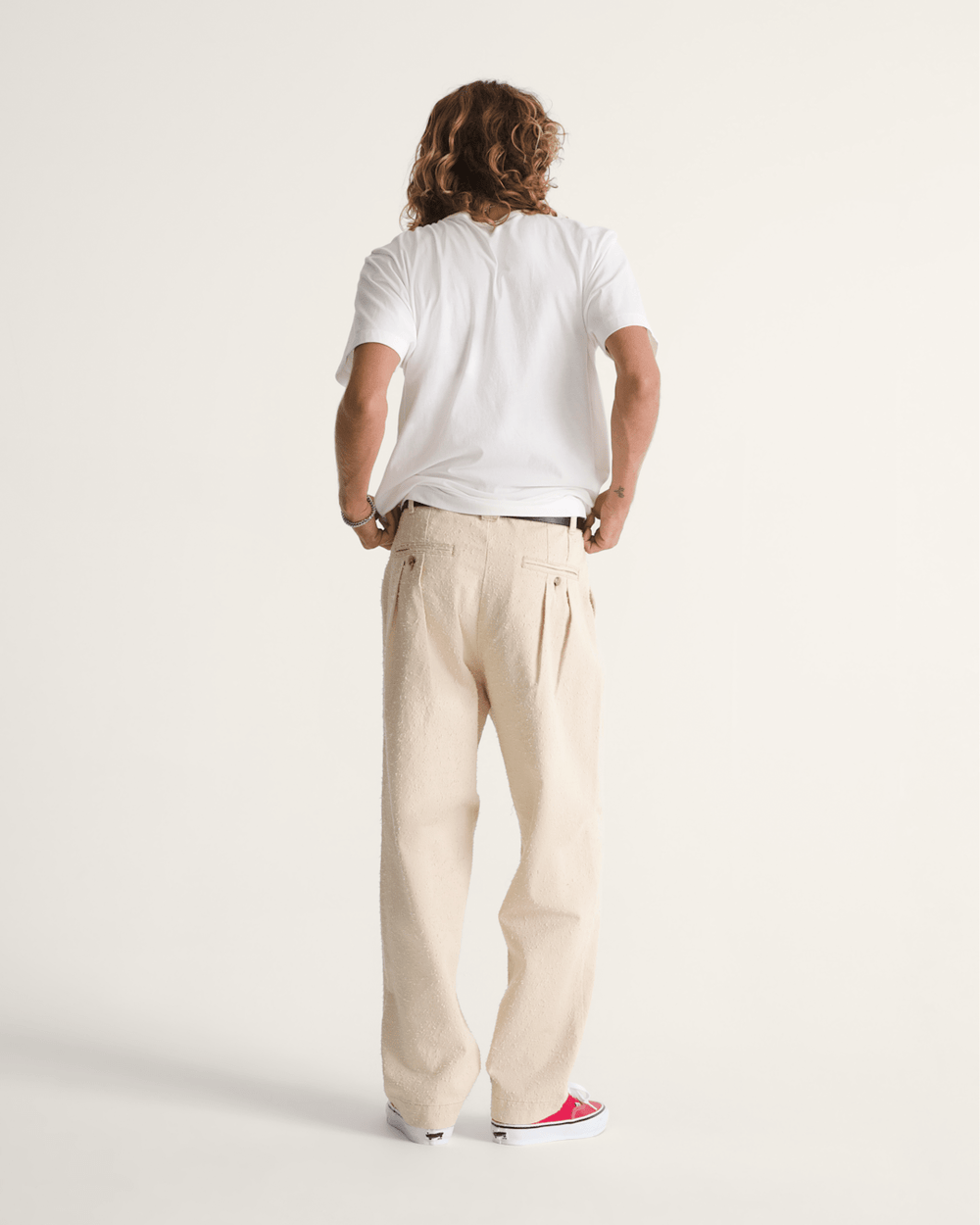 Men Vans OTW by Vans Back Pleated Trousers in Creme Brulee Beige