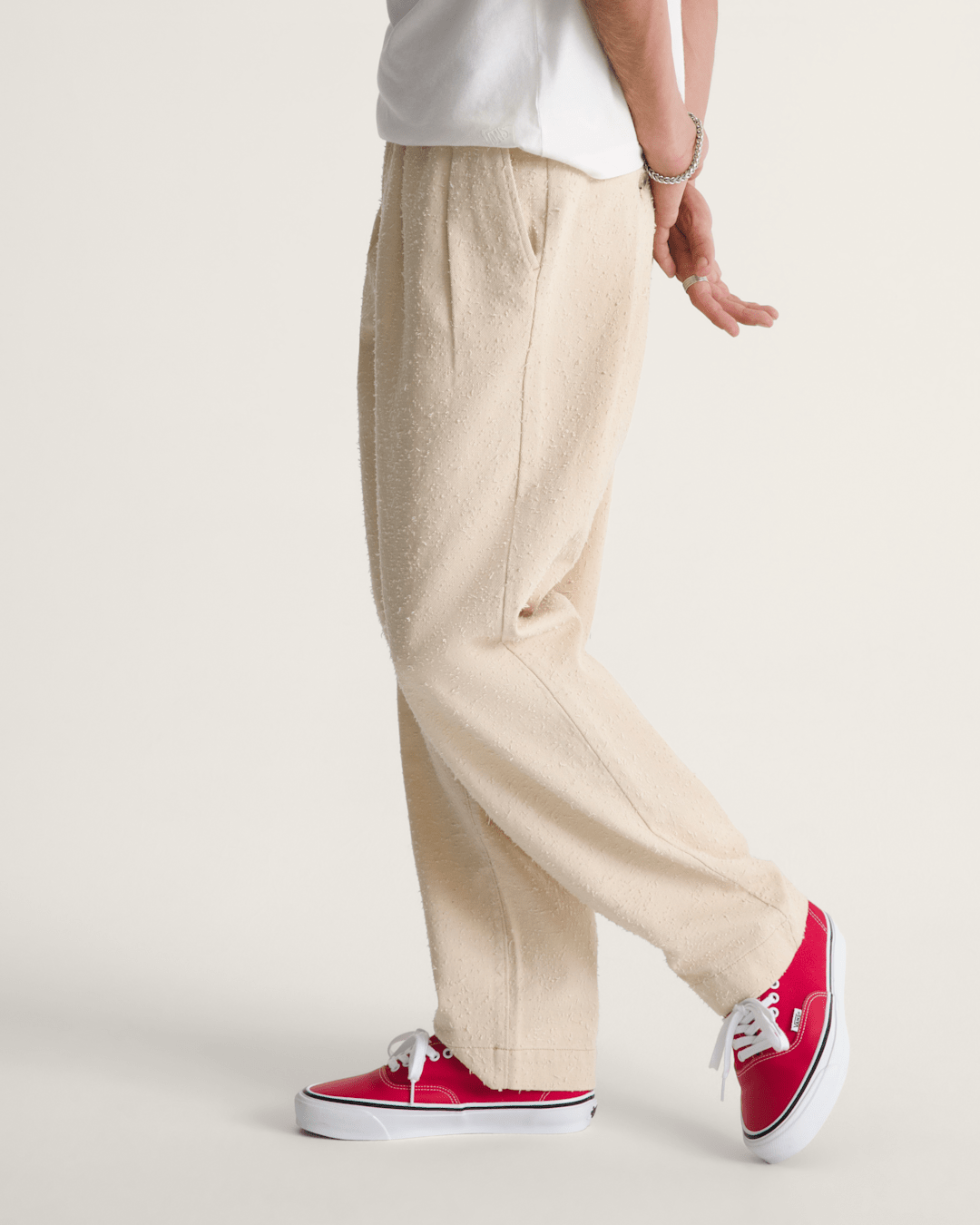 Men Vans OTW by Vans Back Pleated Trousers in Creme Brulee Beige