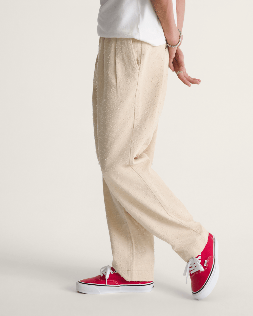 Men Vans OTW by Vans Back Pleated Trousers in Creme Brulee Beige