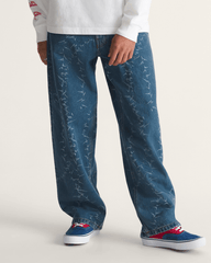 Men Vans Check-5 Baggy Denim Pants in Vintage Indigo Blue