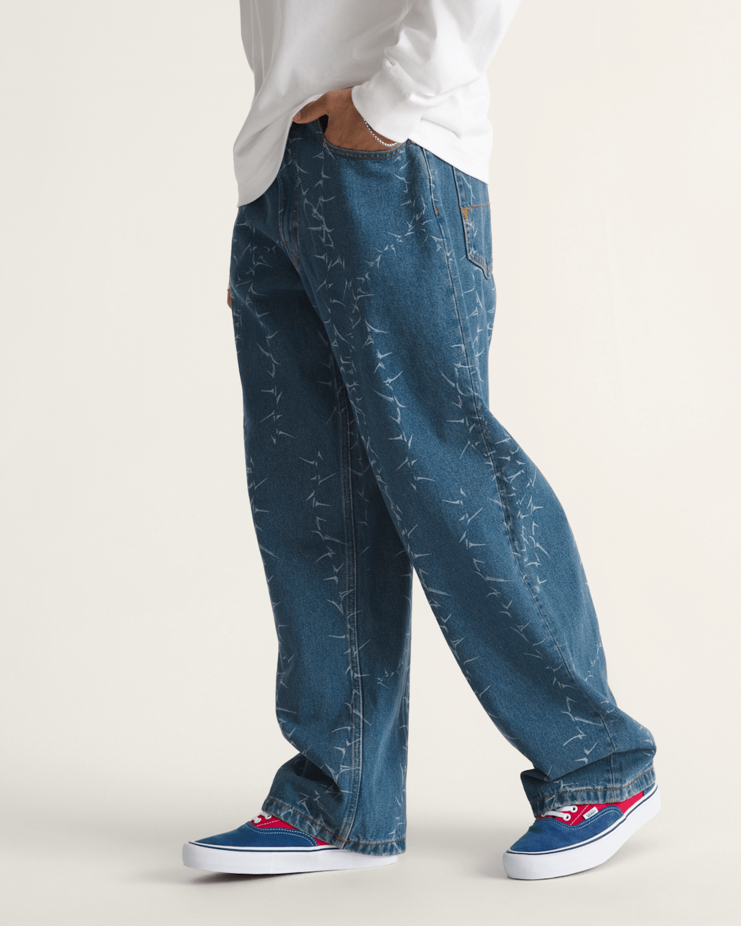 Men Vans Check-5 Baggy Denim Pants in Vintage Indigo Blue