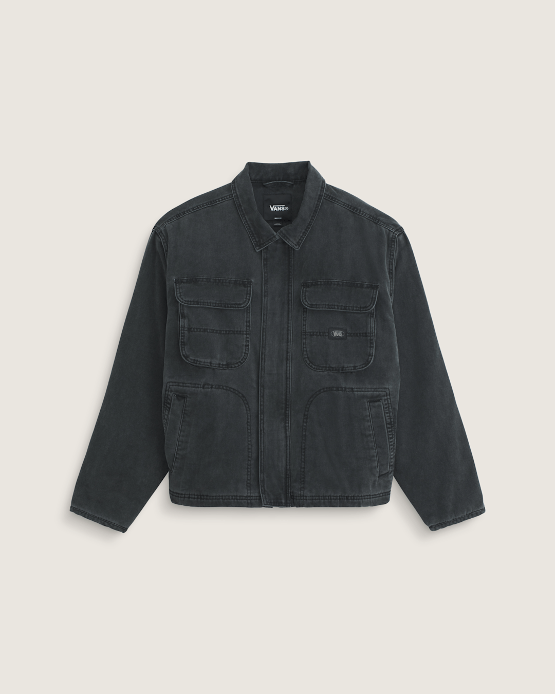 Men Vans Umber Pigment Canvas Jacket in Black