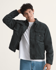 Men Vans Umber Pigment Canvas Jacket in Black