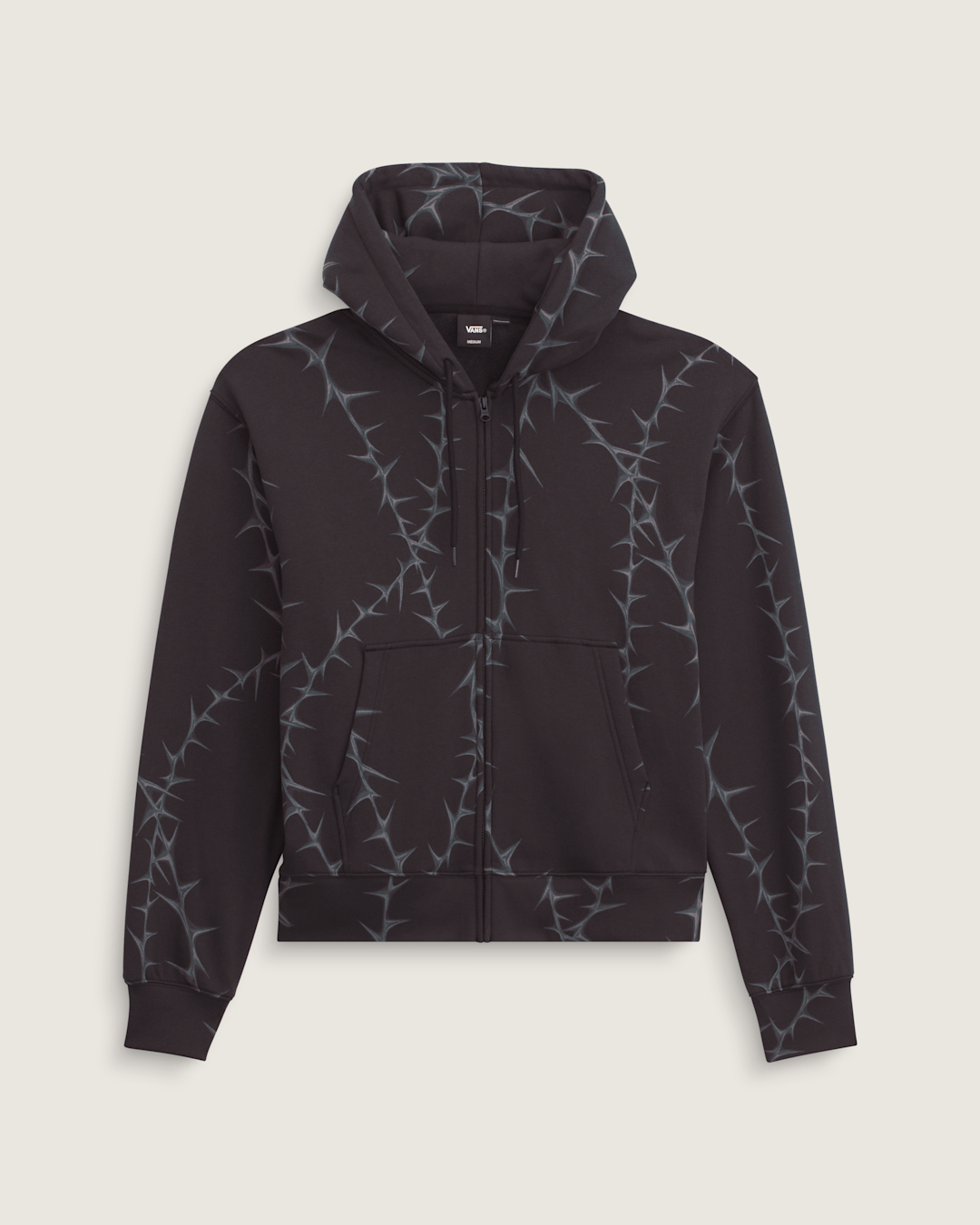 Men Vans Prickler Patch Zip Hoodie in Black