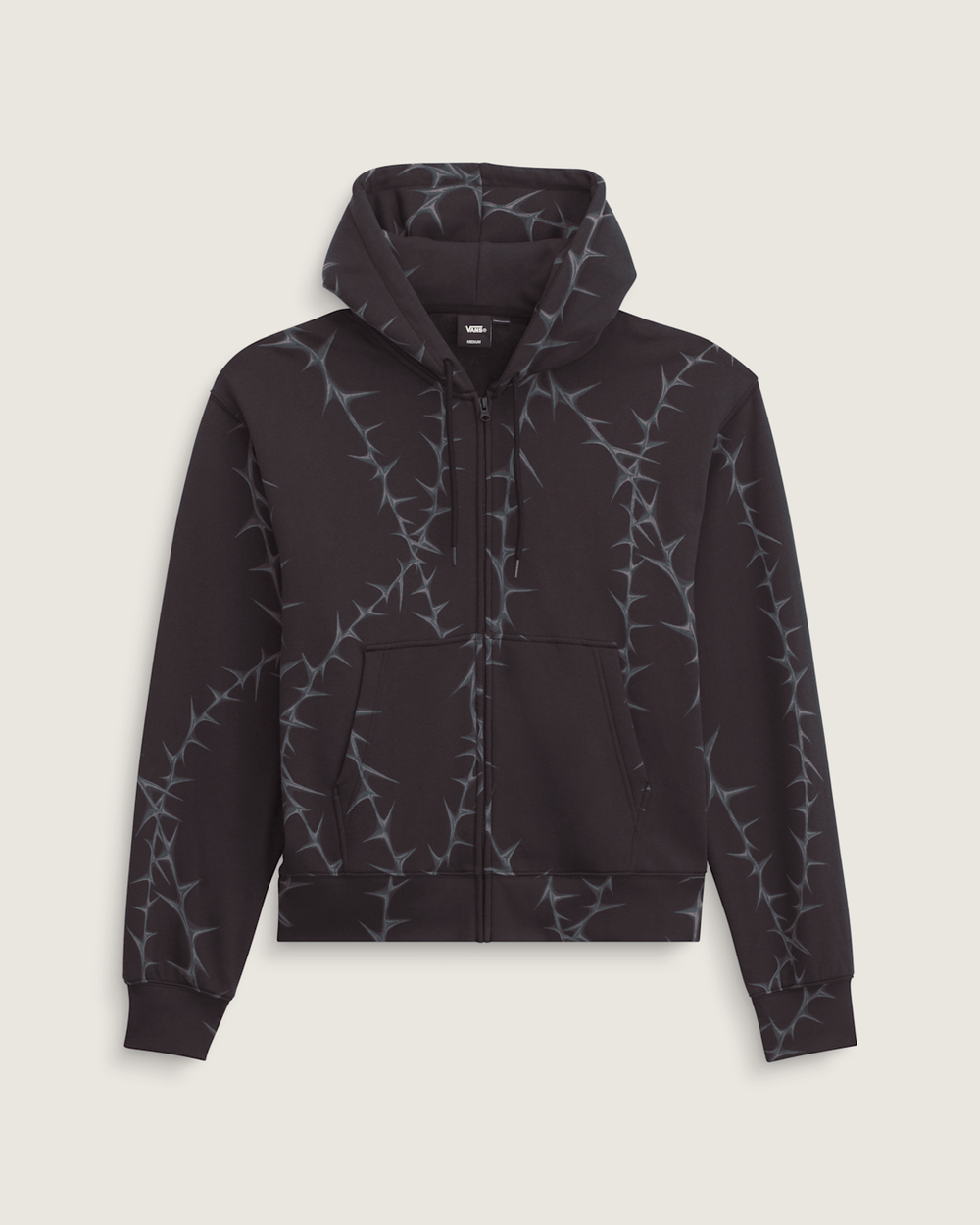 Men Vans Prickler Patch Zip Hoodie in Black