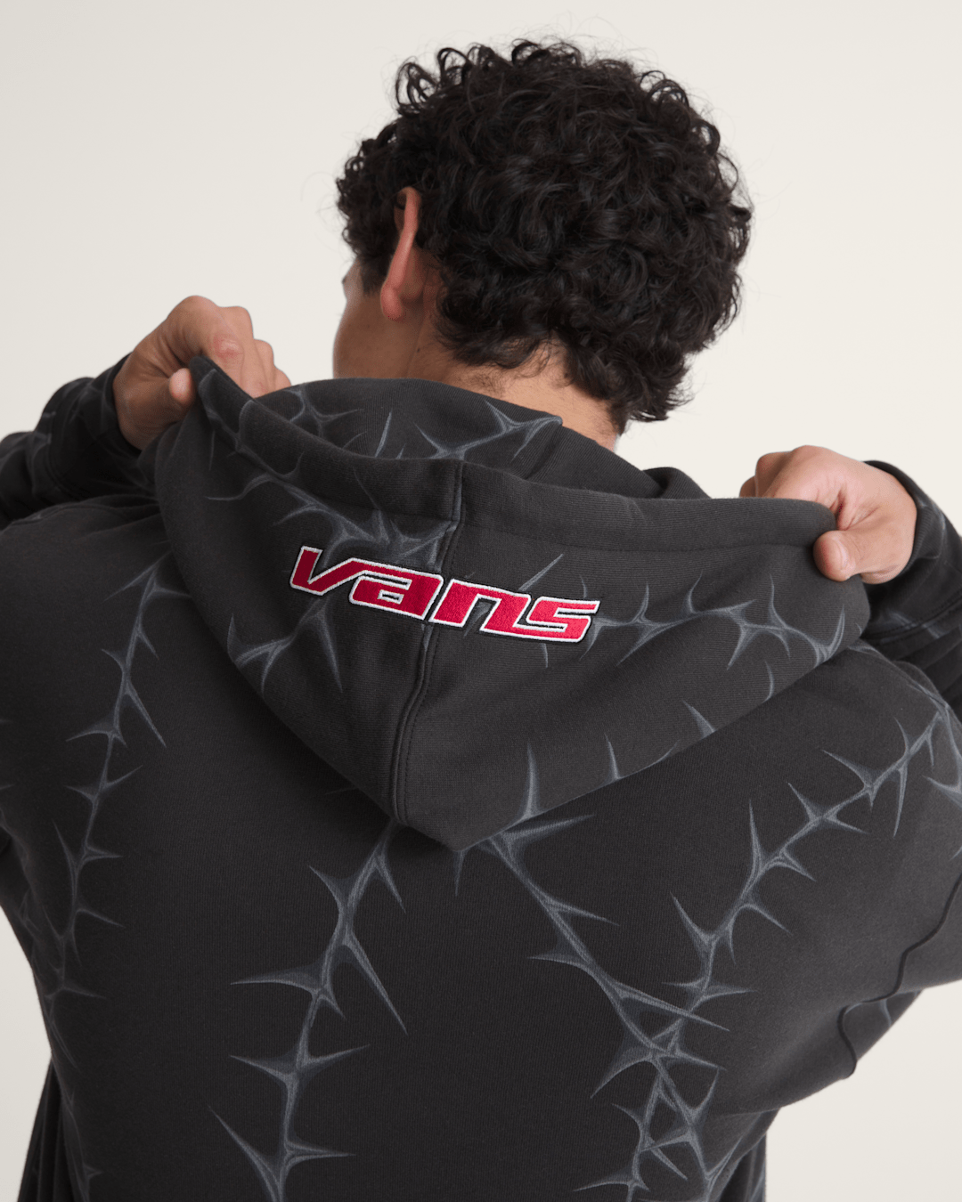 Men Vans Prickler Patch Zip Hoodie in Black