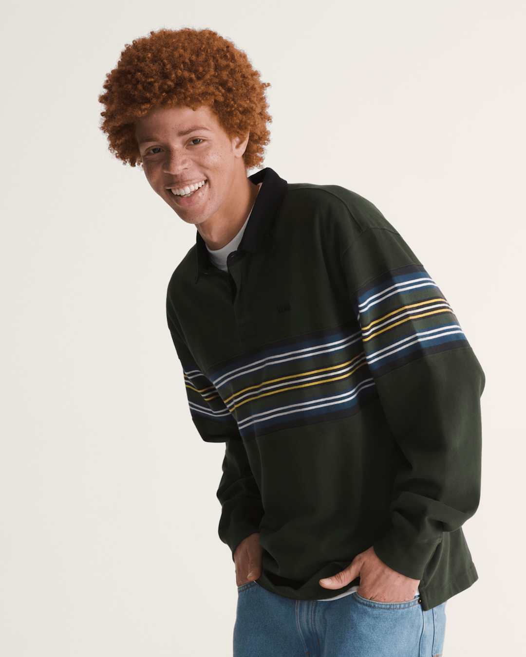 Men Vans Surge Rugby Long Sleeve Shirt in Dried Kelp Green